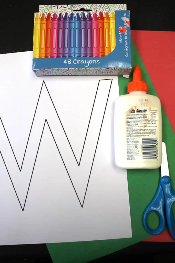 Try this fun Letter W watermelon craft for preschoolers. Letter W outline printable temple for letter crafts.