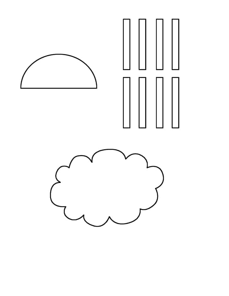 Printable sun and cloud template to color.