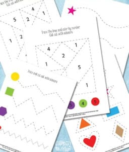 9 Easy Scissor Skills Printable Worksheets for Preschool - A Crafty Life