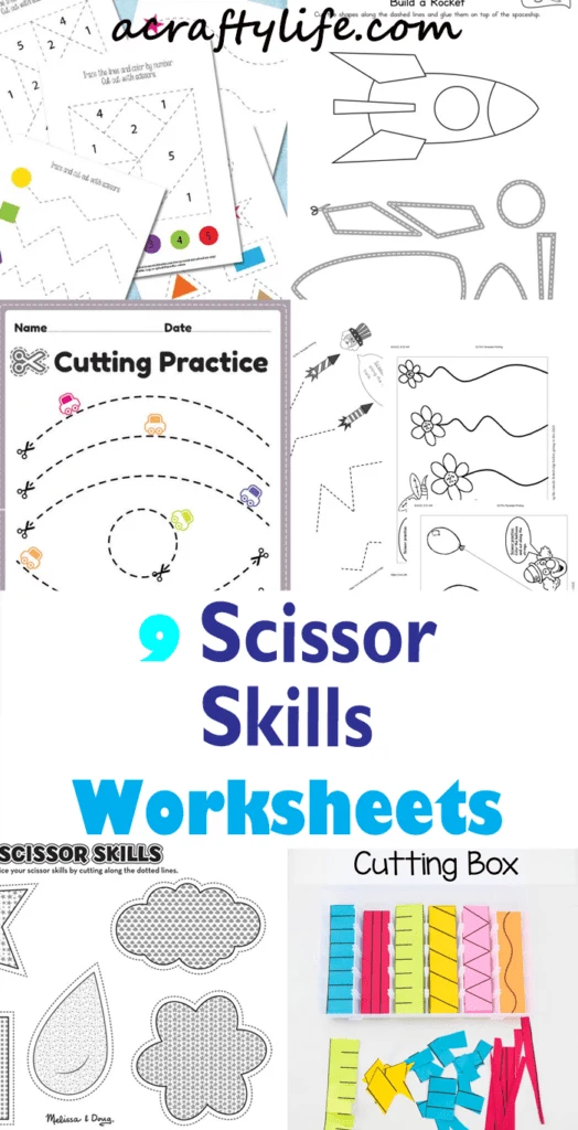 Try some of these free scissor skill worksheets. They are lots of different printables for cutting practice.