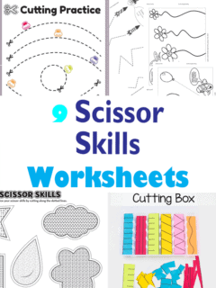 Try some of these free scissor skill worksheets. They are lots of different printables for cutting practice.