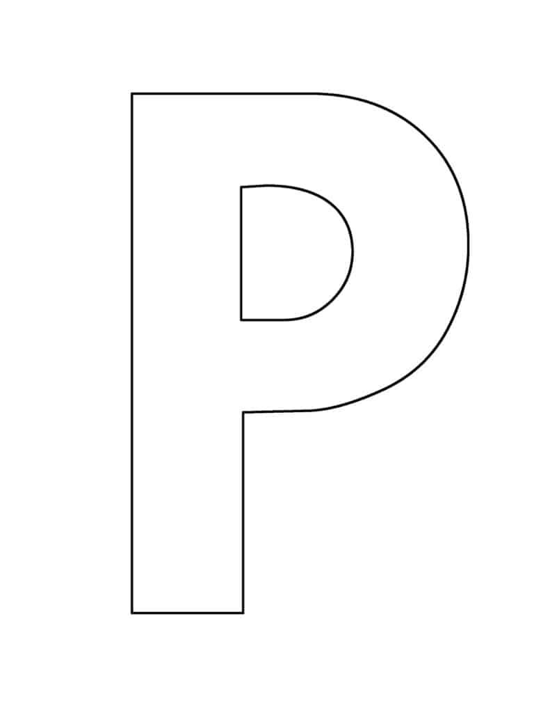 Outline of the letter P for crafts.