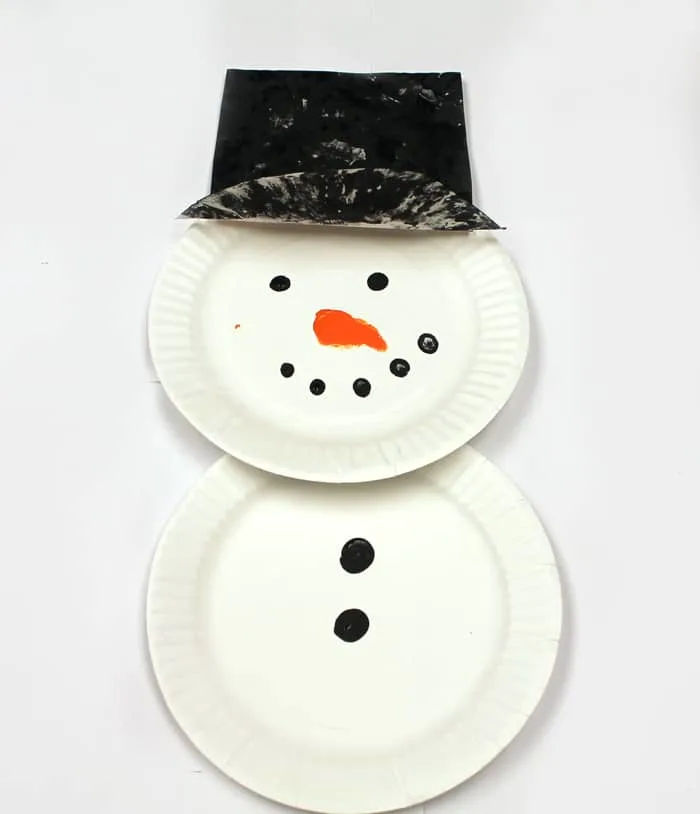Make an easy snowman out of paper plates for this fun Christmas or winter craft for kids.