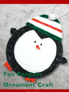 Make a cute penguin paper plate ornament craft.