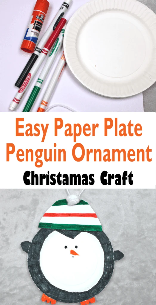 Make an easy paper plate penguin craft. This fun ornament needs just a few supplies.