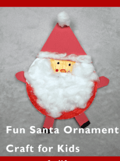 Make a paper plate Santa ornament Christmas craft.
