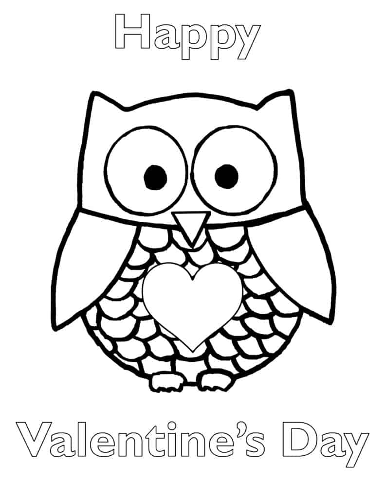 Color a cute owl for Valentine's Day. Print out these free owl pages.