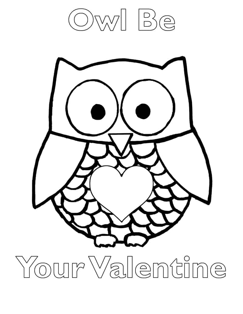 Owl Valentines Coloring Page Free PDF - A Crafty Life