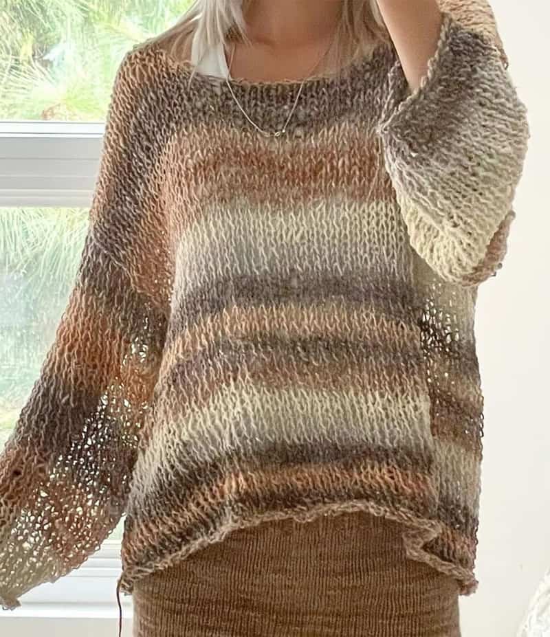 Try this basic open work knit sweater pattern.