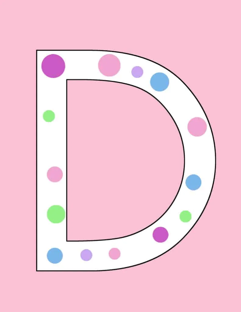 Use this template for the letter D for fun crafts. Make an easy letter D dots craft.