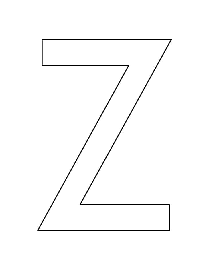 Letter z printable template for crafts and activitities. 