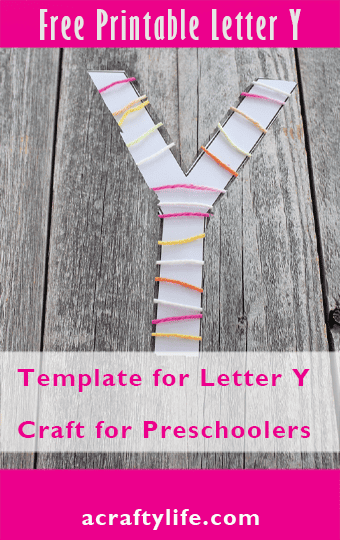 Simple Yarn Letter Y Craft for Preschool Printable Template - A Crafty Life