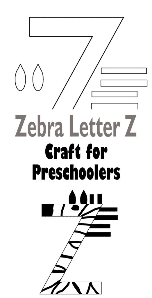 Make this easy zebra letter Z craft for preschool. Use this free printable template to make your own zebra.