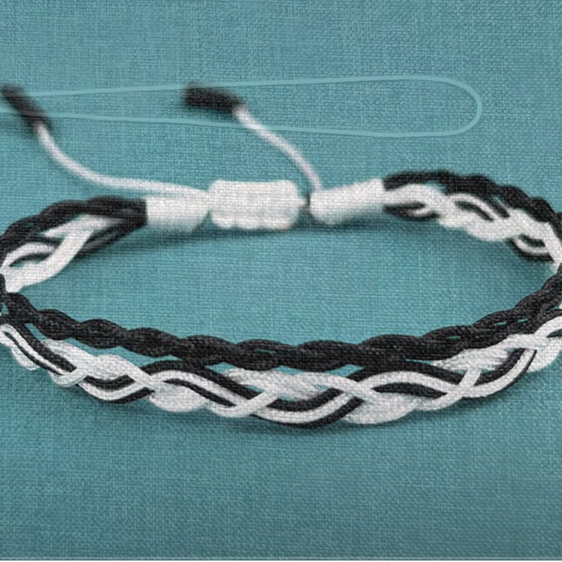 Three strand braid for bracelet type.
