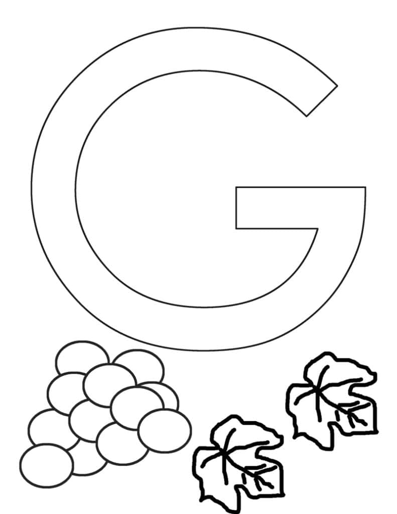 Letter g grape craft template. 