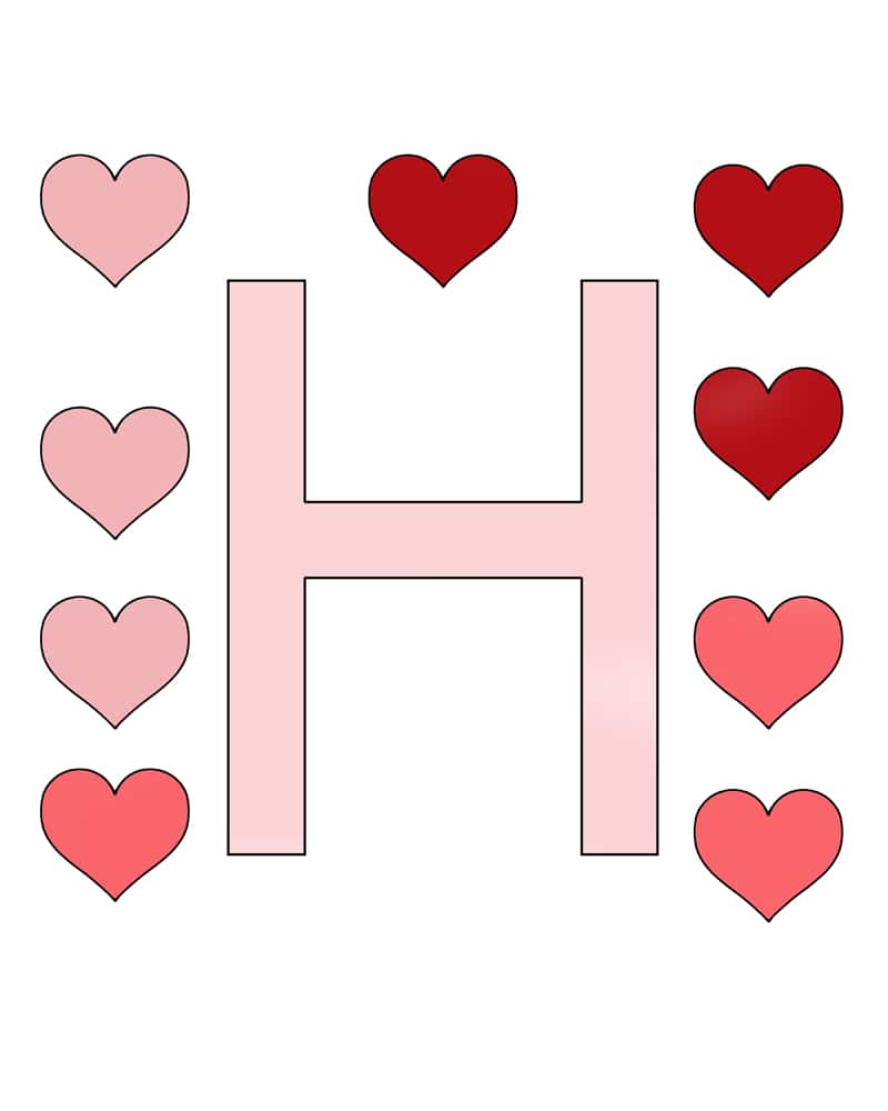 Letter H printable template craft.