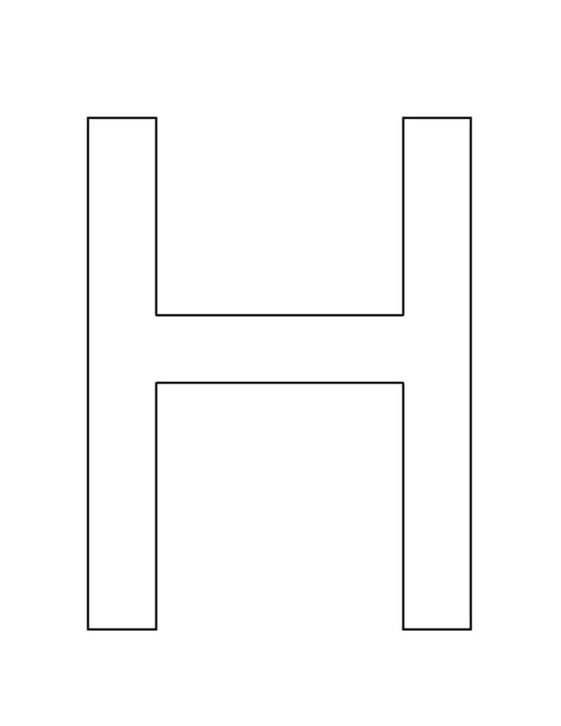 Letter H printable template for crafts.