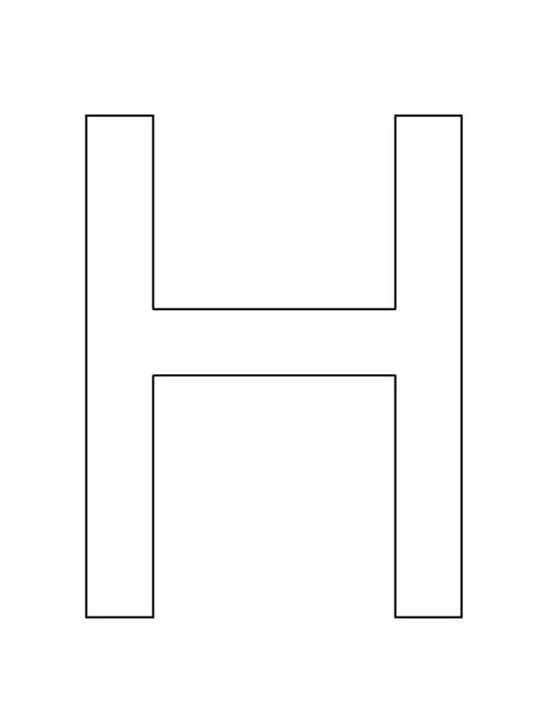 Letter H printable template for crafts.