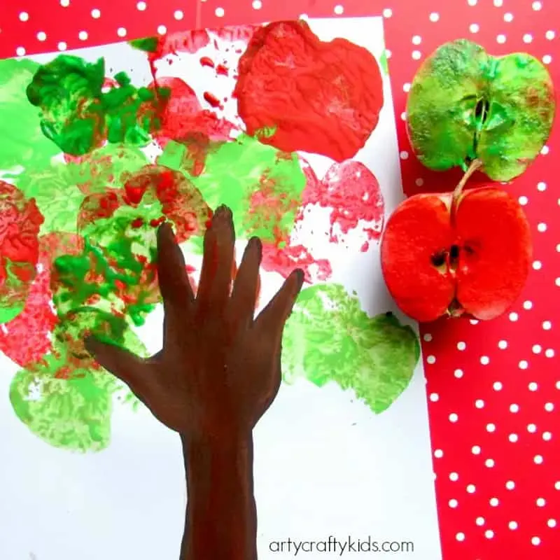 Make this apple tree handprint craft for fall.