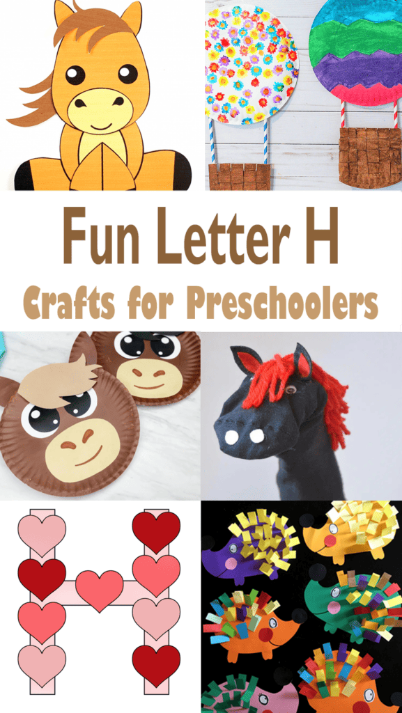 Make fun Letter H crafts for preschoolers. There are horse, hot air balloons, hedgehogs, hearts, and more.