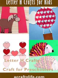 Make fun Letter H crafts for preschoolers. There are horse, hot air balloons, hedgehogs, hearts, and more.