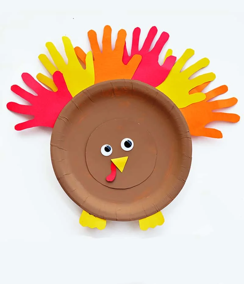 Make a fun turkey handprint craft for kids.