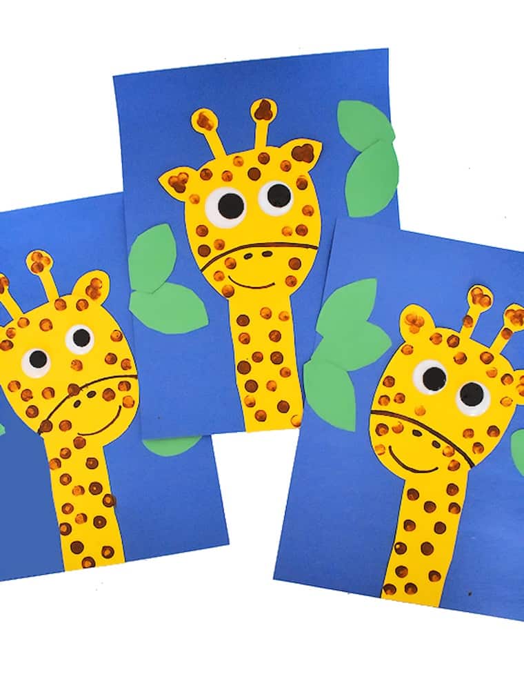 Make an easy giraffe craft using a printable template.