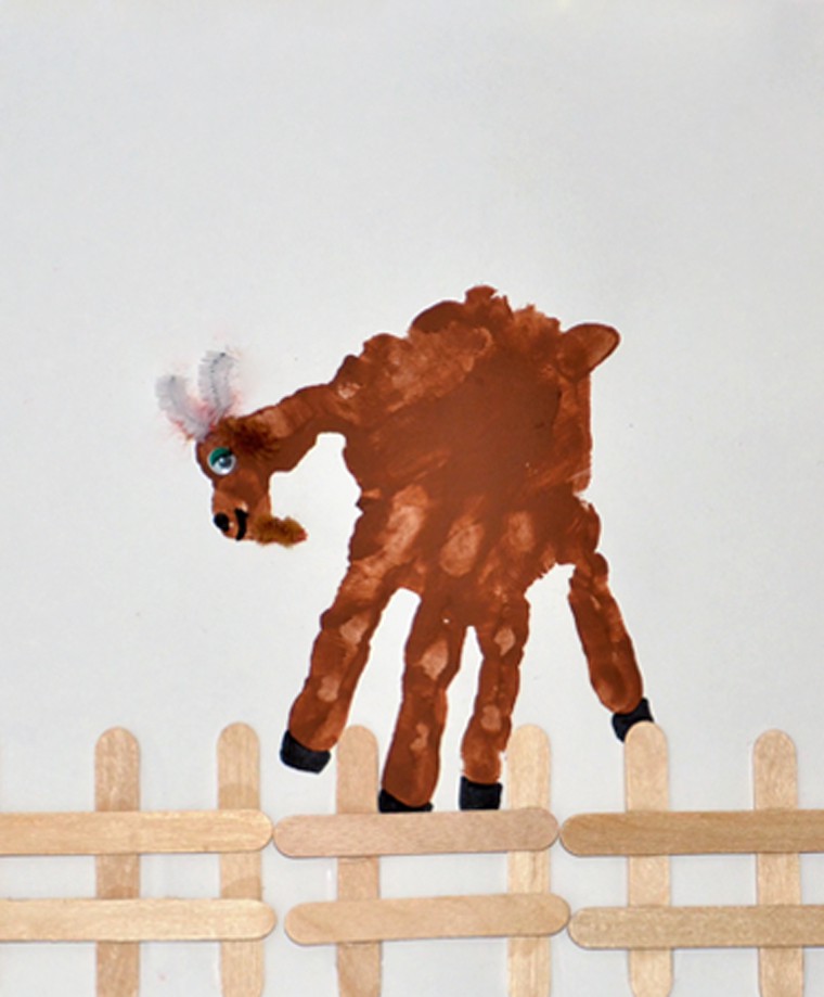 Make a cute goat handprint for the letter G arts and crafts activity for preschool.