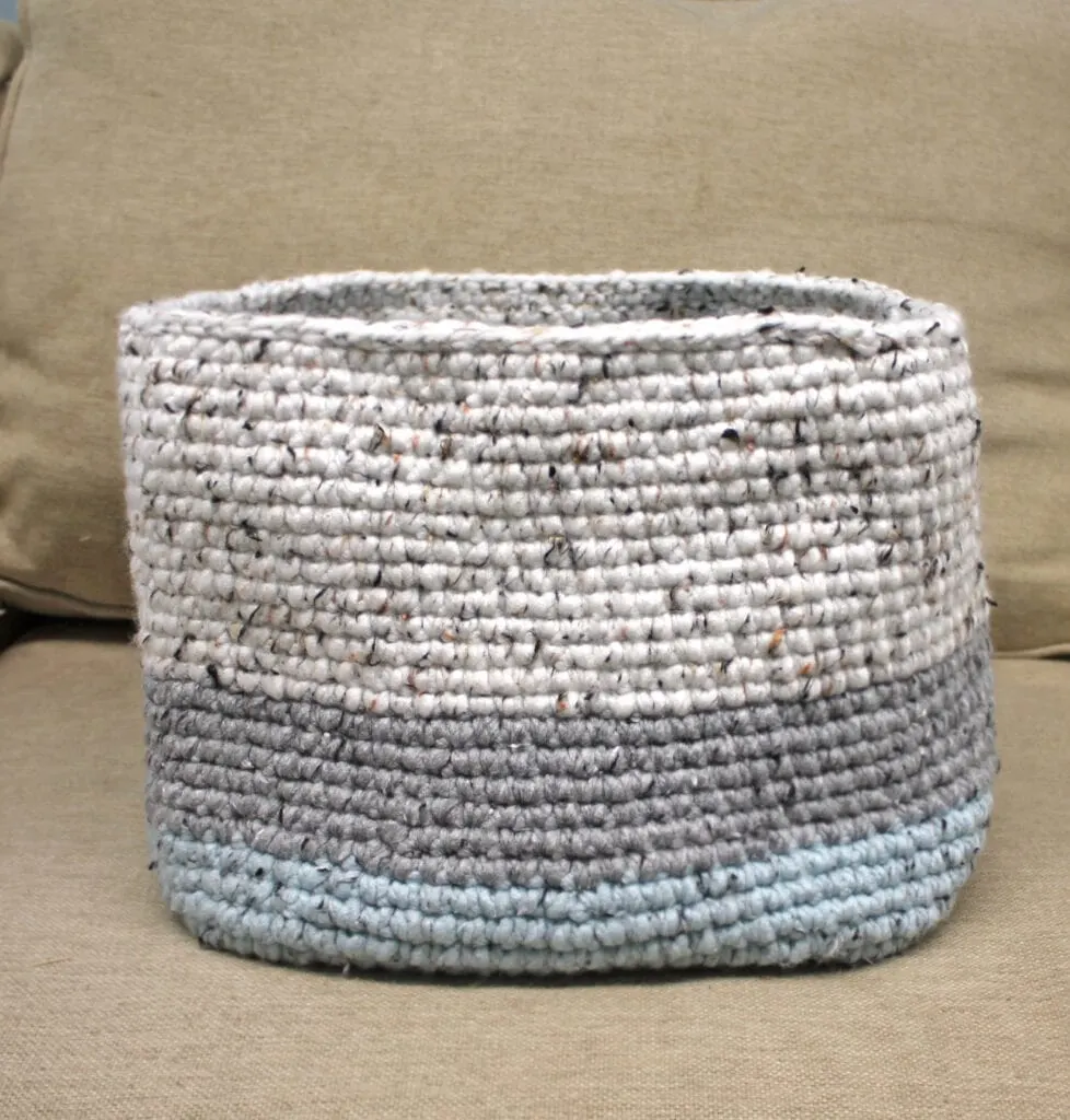 chunky tweed crochet basket pattern