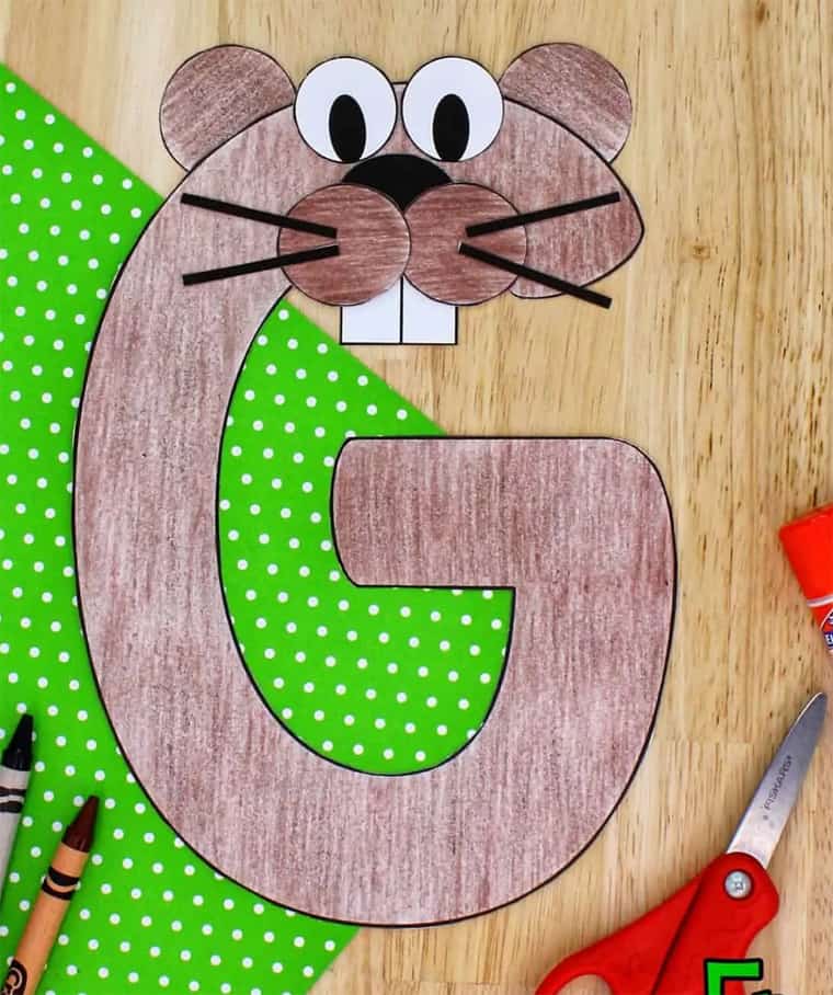 Make your own fun G is for groundhog letter arts and crafts activity.
