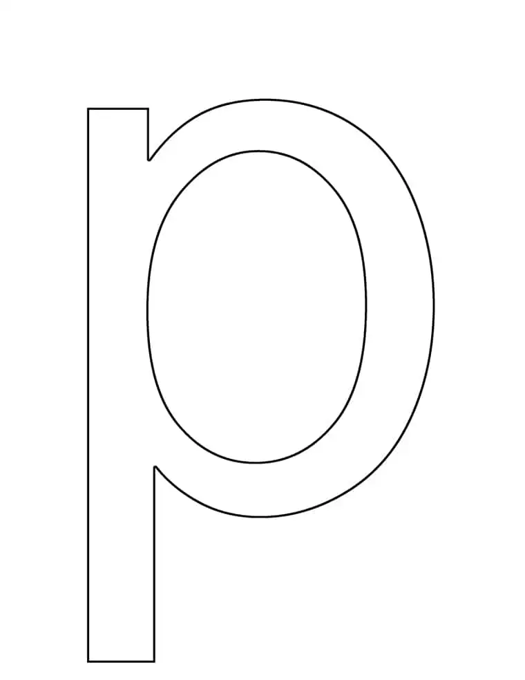 lowercase letter p printable outline template PDF