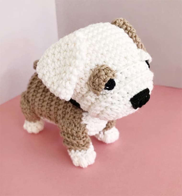 crocheted bulldog