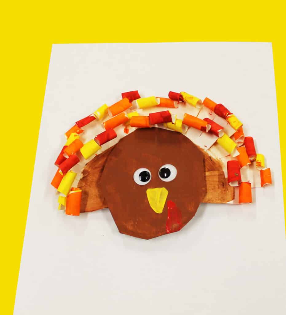paper plate curly tail turkey crafat