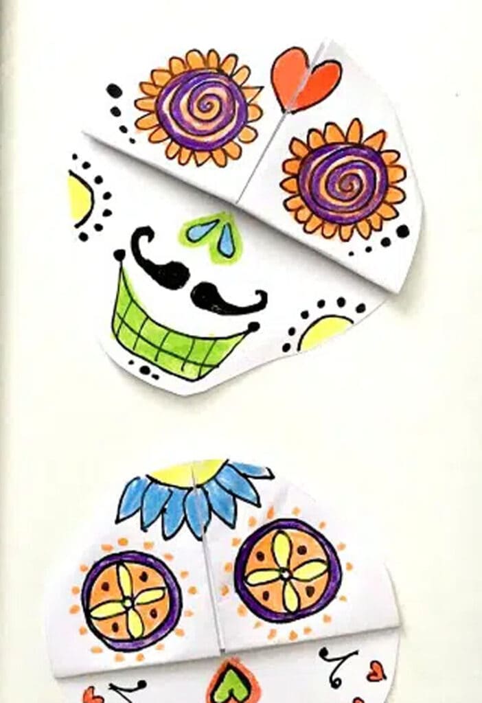 Day of the Dead paper bookmark craft for kids