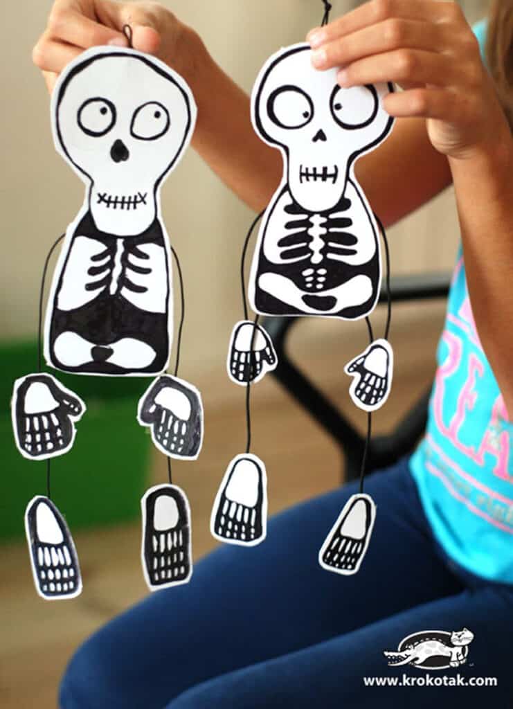 paper hanging skeleton craft for kids