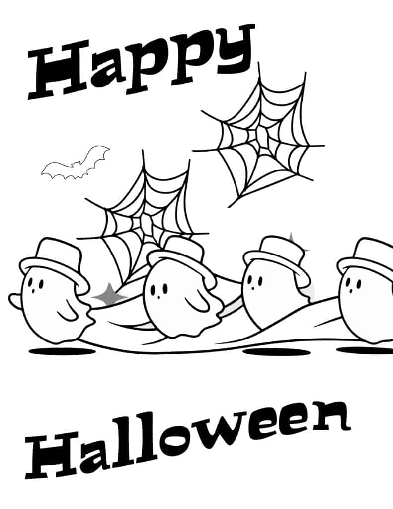 black and white ghost Halloween printable