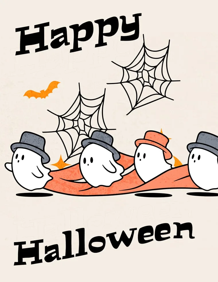 Halloween printable in color with ghosts