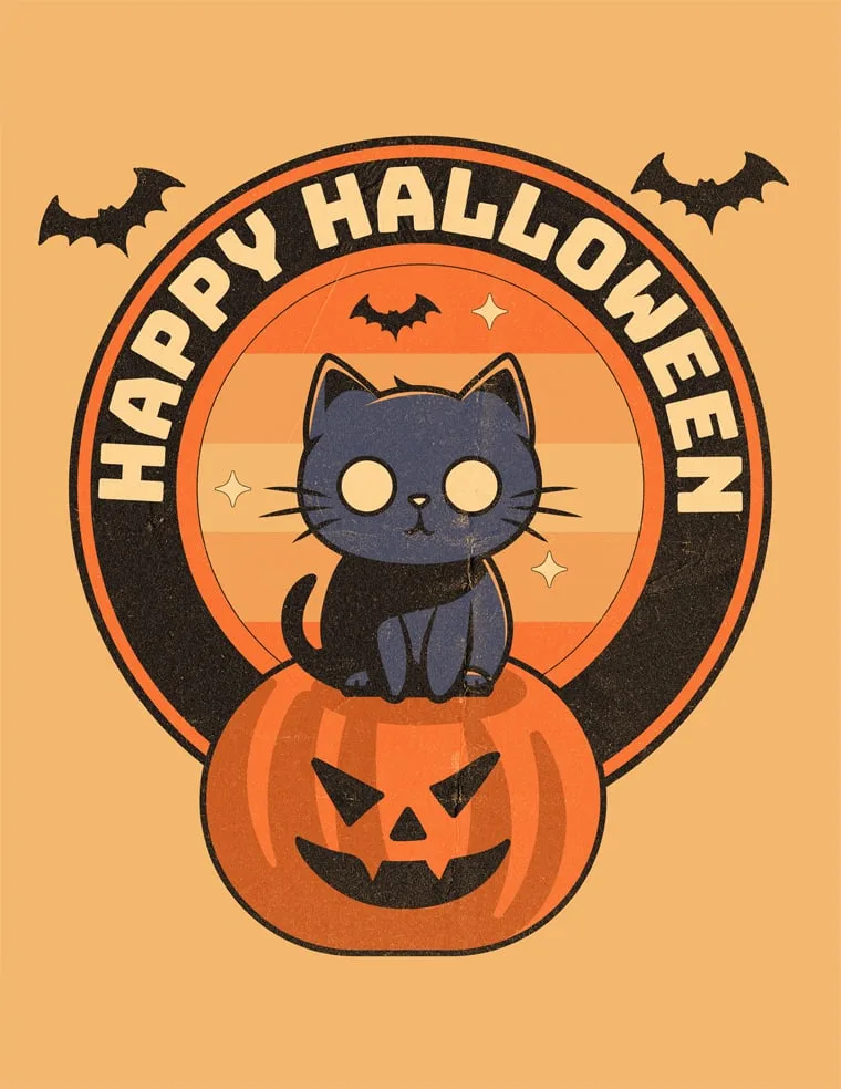 happy Halloween cat color printable