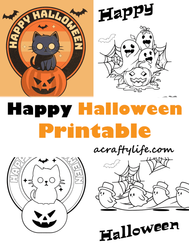 Free Happy Halloween Printable: Coloring Page - A Crafty Life