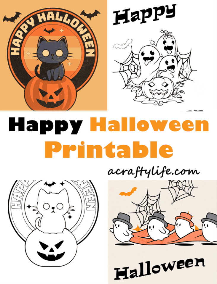 Free Happy Halloween Printable: Coloring Page - A Crafty Life
