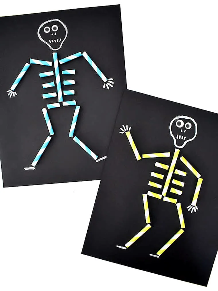 paper straw skeleton craft for kids