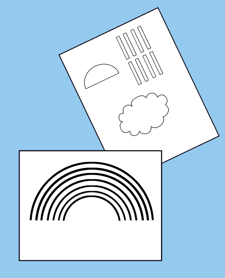 Rainbow sun and cloud template printable paper.