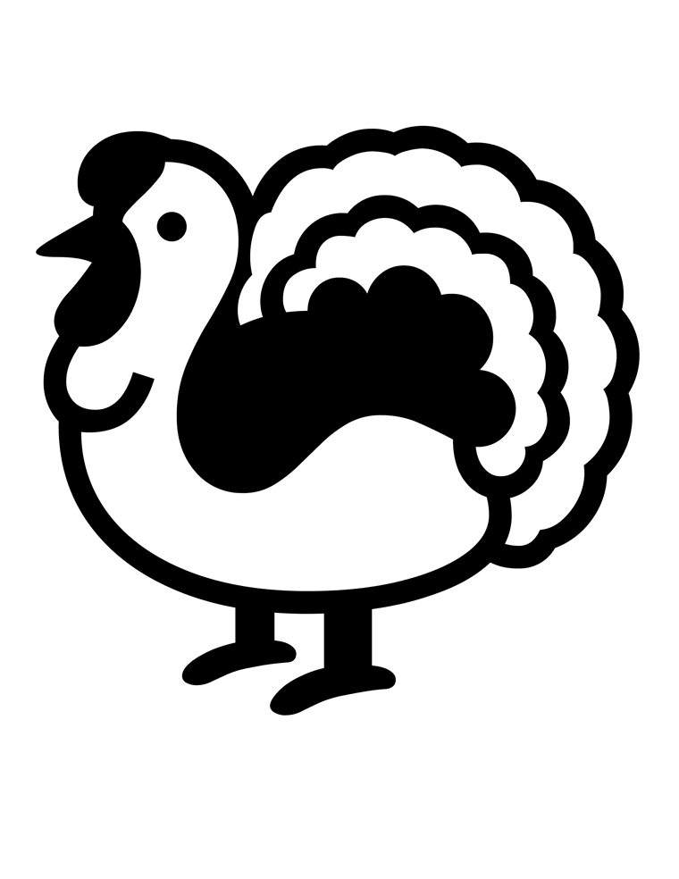black and white turkey outline printable