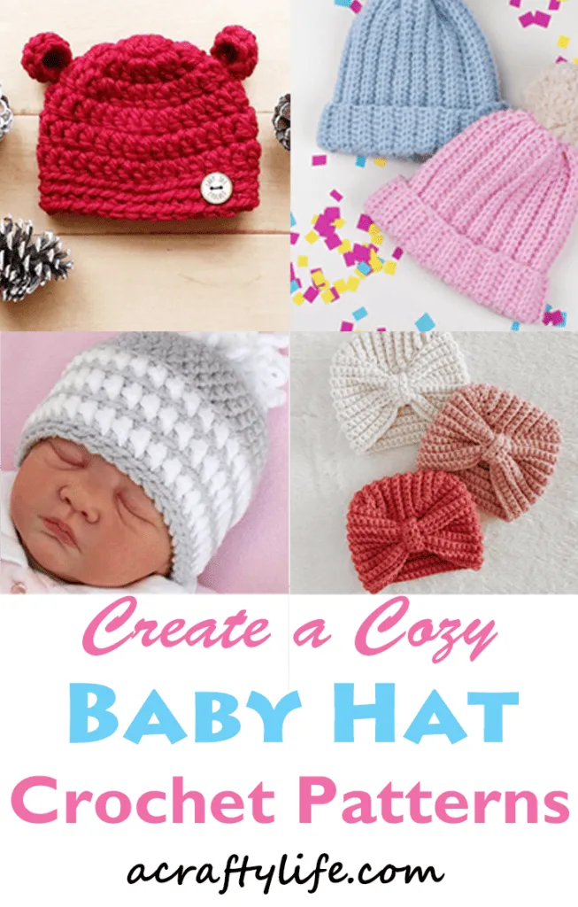 baby hat Crochet pattern - A Crafty Life #baby #crochet #crochetpattern #crochethat