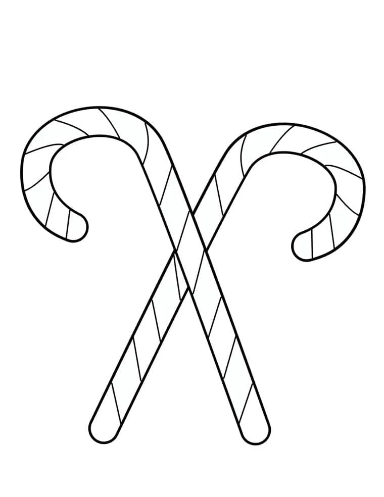 two candy canes outline coloring page
