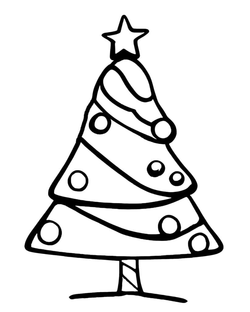 outline of Christmas tree coloring page free