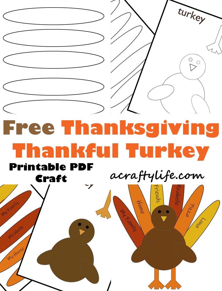 Thanksgiving thankful turkey printable craft