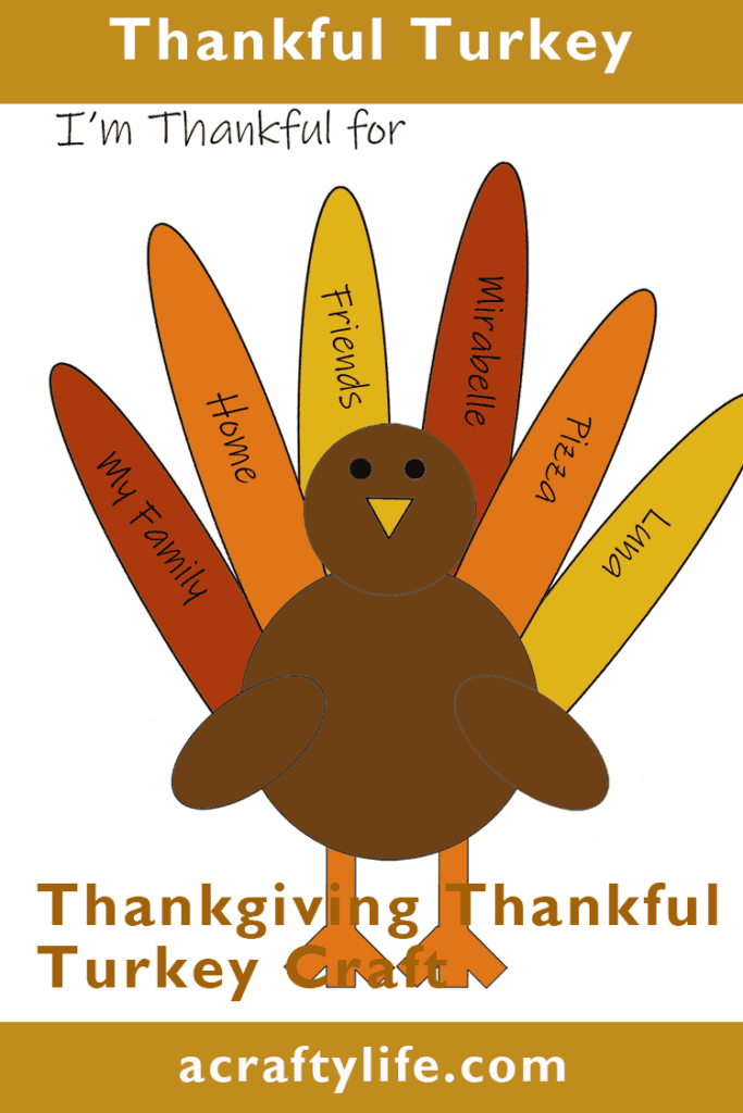 Thanksgiving Thankful Turkey Printable Craft Free Template A Crafty Life