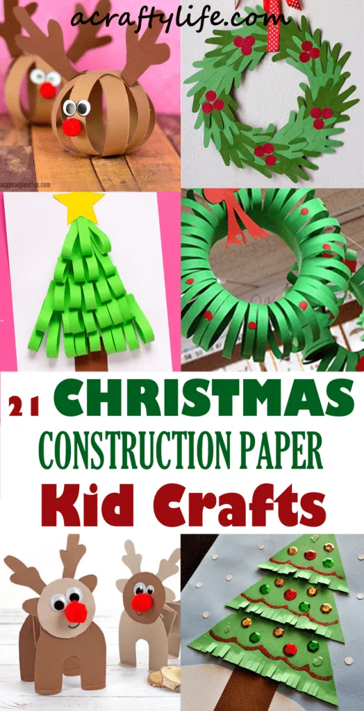 21 Easy Christmas Crafts with Construction Paper for Kids to Try Today - A  Crafty Life