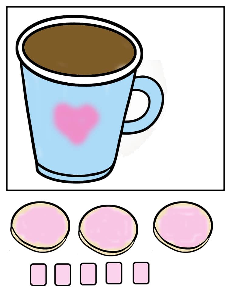 Color hot cocoa craft template printable